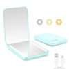 Picture of Kintion Rechargeable Pocket Mirror, Double Sided 1X/3X Magnification Compact Vanity Mirror, 3 Color Lights, Dimmable, Small Portable Wallet Mirror, Lighted Travel Mirror for Women Gifts, Cyan