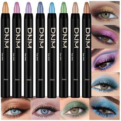 Picture of Kaely 8Pcs Cream Eyeshadow Stick Set for Eyes,Desert Mocha Beige Gold Light Purple Pink Sky Dazzling Blue Geen,Halloween Makeup,Shimmer Waterproof Eye Shadow Pencil Pen Crayon,sombras para ojos 02