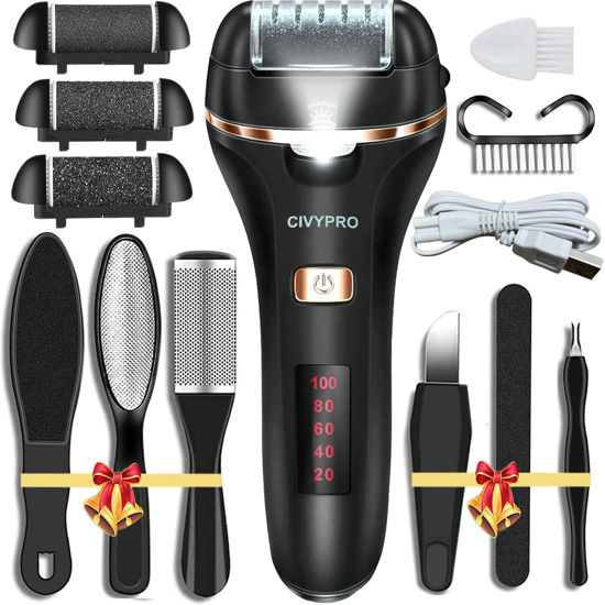 Picture of Electric Foot Callus Remover- Long Service Time, Rechargeable Electronic Foot File- Ideal Gift, Professional Pedicure Tools, Waterproof Foot Scrubber, Pedicure Kit Feet Care for Dead Skin (Black)