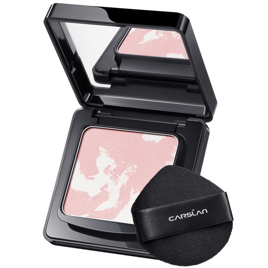 Picture of CARSLAN Oil Control Face Pressed Powder Compact, 24H Longlasting Waterproof Pressed Setting Powder Foundation Makeup, Shine Free, Poreless, Smooth, 04 Pink for dry skin (0.28Oz)