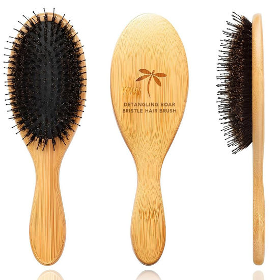 Picture of Boar Bristle Hair Brush by Belula - Hair Brushes for Women & Mens Hair Brush, Detangler Brush, Hairbrush, Detangling Brush for Long, Curly or Any Type of Hair