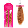 Picture of 1 Pack Extra Long Hair Extension Holder Wig Storage Bag with Hanger Hairpieces Ponytail Bundles Storage Carrier Case for Store Style Hair Travel Hair Extensions Bag Pink Color