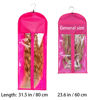 Picture of 1 Pack Extra Long Hair Extension Holder Wig Storage Bag with Hanger Hairpieces Ponytail Bundles Storage Carrier Case for Store Style Hair Travel Hair Extensions Bag Pink Color