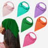 Picture of 6 Pack Hair Scarf Headband for Women - Elastic Hair Kerchief Large Boho Triangle Bandana Head Scarf with Clips Non Slip Solid Color Headbands Hair Scarves for Teen Girls