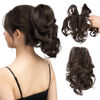 Picture of CJL HAIR Claw Clip Short Ponytail Hair Extensions Bendable Metals Messy Bun Hair piece Wavy Curly Fake Hairpieces (Darker Brown, Wavy)