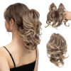 Picture of CJL HAIR Claw Clip Short Ponytail Hair Extensions Bendable Metals Messy Bun Hair piece Wavy Curly Fake Hairpieces (Brown to Ash Blonde, Wavy)