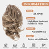 Picture of CJL HAIR Claw Clip Short Ponytail Hair Extensions Bendable Metals Messy Bun Hair piece Wavy Curly Fake Hairpieces (Brown to Ash Blonde, Wavy)