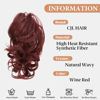 Picture of CJL HAIR Claw Clip Short Ponytail Hair Extensions Bendable Metals Messy Bun Hair piece Wavy Curly Fake Hairpieces (Burgundy, Wavy)