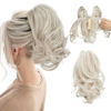 Picture of CJL HAIR Claw Clip Short Ponytail Hair Extensions Bendable Metals Messy Bun Hair piece Wavy Curly Fake Hairpieces (Cold Blonde, Wavy)