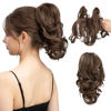 Picture of CJL HAIR Claw Clip Short Ponytail Hair Extensions Bendable Metals Messy Bun Hair piece Wavy Curly Fake Hairpieces (Medium Brown, Wavy)