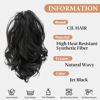 Picture of CJL HAIR Claw Clip Short Ponytail Hair Extensions Bendable Metals Messy Bun Hair piece Wavy Curly Fake Hairpieces (Jet Black, Wavy)