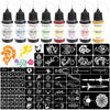 Picture of PFARRER Temporary Tattoo Kit 8 Bottles Color Temporary DIY Tattoo Ink,105 Pcs Stencils Kit for Body Paint Fake Tattoos for Kids&Women (Black,Red,Green,Blue,Yellow,Purple,Brown,Orange)