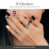 Picture of ohora Semi Cured Gel Nail Strips (N Checkers) - Dark, Patterned, Works with Any UV/LED Nail Lamps, Salon-Quality, Long Lasting, Easy to Apply & Remove - Includes 2 Prep Pads, Nail File & Wooden Stick