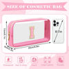 Picture of Personalized Initial Letter Clear Makeup Bag,Preppy Small Nylon&PVC Cosmetic Zipper Bag with Chenille Letter,Portable Beach Travel Skincare Toiletry Bag,Trendy Monogram Gift for Teen Girls Women,I