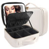 Picture of MOMIRA Makeup Bag with Mirror and Light Travel Makeup Train Case Cosmetic Bag Organizer Portable Artist Storage Bag with Adjustable Dividers Makeup Brushes Storage Organizer Brilliant Creamy White