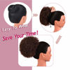 Picture of rosmile Afro Puff Drawstring Ponytail Extension for Black Women, Premium Deep Brown #33 80 Gram Short Synthetic Afro Puff Ponytail for Natural Hair, Clip On Kinky Drawstring Curly Ponytail Bun