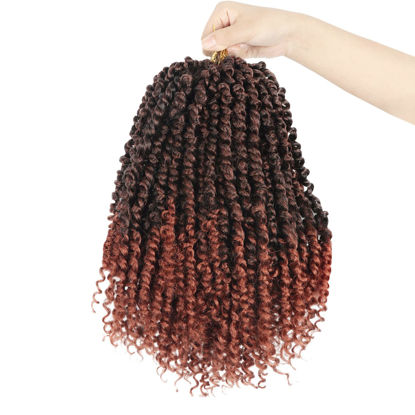 Picture of Bileaf Pre-twisted Passion Twist Crochet Hair for Women Girls Crochet 12 Inch Ombre Passion Twist Hair, Short Boho Passion Twists Hair Pre Looped Crochet Passion Twist Braids 8 Packs T350