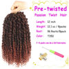 Picture of Bileaf Pre-twisted Passion Twist Crochet Hair for Women Girls Crochet 12 Inch Ombre Passion Twist Hair, Short Boho Passion Twists Hair Pre Looped Crochet Passion Twist Braids 8 Packs T350