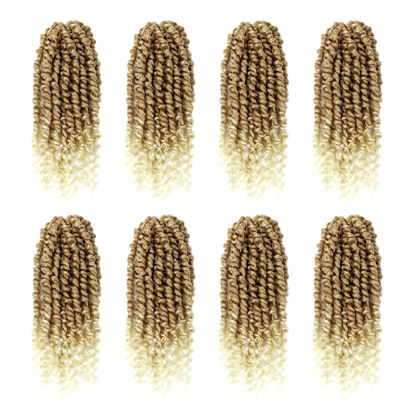 Picture of Bileaf Pre-twisted Passion Twist Crochet Hair 10 Inch 8 Packs Crochet Passion Twist, Pre Looped Short Passion Twist Hair Crochet Twist Braids Bohemian Twist Crochet Hair for Women Curly Ends T27/613