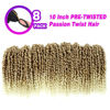 Picture of Bileaf Pre-twisted Passion Twist Crochet Hair 10 Inch 8 Packs Crochet Passion Twist, Pre Looped Short Passion Twist Hair Crochet Twist Braids Bohemian Twist Crochet Hair for Women Curly Ends T27/613