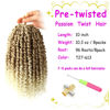 Picture of Bileaf Pre-twisted Passion Twist Crochet Hair 10 Inch 8 Packs Crochet Passion Twist, Pre Looped Short Passion Twist Hair Crochet Twist Braids Bohemian Twist Crochet Hair for Women Curly Ends T27/613