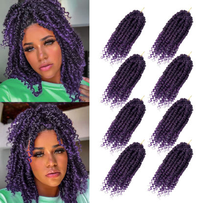 Picture of Bileaf Pre-twisted Passion Twist Crochet Hair 10 Inch 8 Packs Crochet Passion Twist Hair, Pre Looped Ombre Passion Twists Boho Crochet Twist Braids Twist Crochet Hair for Women Curly Ends T-Purple