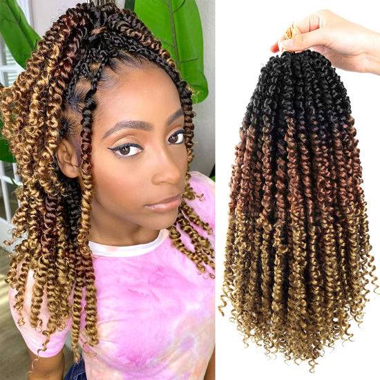 Picture of Bileaf Passion Twist Crochet Hair 8 Packs Pre Twisted Crochet Hair for Women Girls and Kids, 14 Inch Pre Looped Passion Twist Hair Crochet Twist Braids Ombre Crochet Passion Twists T1B-30-27