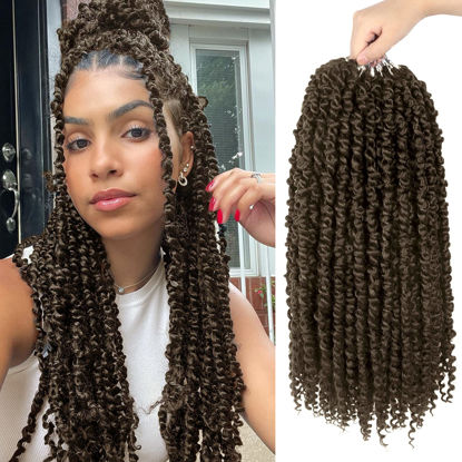 Picture of Bileaf 8 Packs Passion Twist Crochet Hair 18 Inch Crochet Passion Twist Hair Pretwisted, Pre Looped Passion Twist Crochet Braids Passion Twists Bohemian Crochet Hair #4