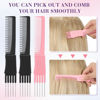 Picture of Leinuosen 3 Pack Teasing Combs with Metal Prong, Salon Back Combs with Stainless Steel Lift (Black, Pink)