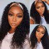 Picture of Headband Wig Human Hair Deep Wave 18 inch None Lace Front Wig Human Hair Machine Made Wigs Glueless Curly Hair Headband Half Wigs for Black Women Human Hair Natural Color