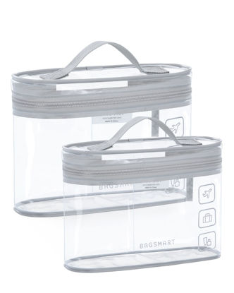 Picture of BAGSMART TSA Approved Toiletry Bag, 2 Pack Clear Makeup Cosmetic Bag Organizer, Quart Size Travel Bag for Toiletries, Carry-on Travel Accessories Essentials, Gray-2pcs
