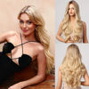 Picture of Honygebia Blonde Middle Part Wig - Long Wavy Ombre Blond Wigs with Dark Roots for Women, Curly Synthetic Heat Resistant Hair, Natural Looking Cute Wigs for Halloween/Christmas/Cosplay/Party
