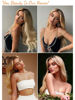 Picture of Honygebia Blonde Middle Part Wig - Long Wavy Ombre Blond Wigs with Dark Roots for Women, Curly Synthetic Heat Resistant Hair, Natural Looking Cute Wigs for Halloween/Christmas/Cosplay/Party