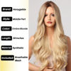 Picture of Honygebia Blonde Middle Part Wig - Long Wavy Ombre Blond Wigs with Dark Roots for Women, Curly Synthetic Heat Resistant Hair, Natural Looking Cute Wigs for Halloween/Christmas/Cosplay/Party