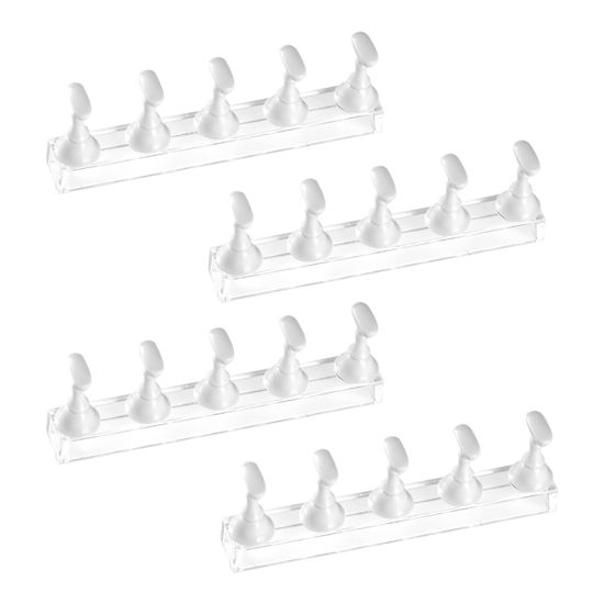Picture of 4 Sets White Nail Stand for Press on Nails Display, Magnetic Fake Nail Tips Holder for Painting Nails Practice, Beginner Acrylic Nail Art Kit Accessories, Nail Salon Equipment and Decorations