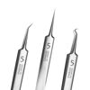 Picture of Professional Facial Blackhead Remover Tweezers,3Pcs Precision Pimple Popper Tool Kit for Whitehead Ance Blemishs Comedones Stainless Steel Makeup Tool - Matte