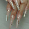 Picture of DANMANR Long Press on Nails Square French Fake Nails Full Cover Nude Acrylic False Nails for Women and Girls 24PCS (Gold Swirl)
