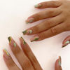 Picture of DANMANR Long Press on Nails Square French Fake Nails Full Cover Nude Acrylic False Nails for Women and Girls 24PCS (Green Coffin)