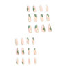 Picture of DANMANR Long Press on Nails Square French Fake Nails Full Cover Nude Acrylic False Nails for Women and Girls 24PCS (Green Coffin)