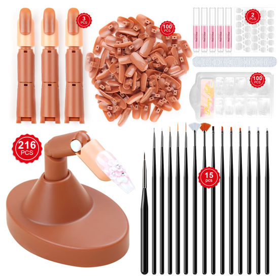 Picture of Saviland Nail Practice Finger for Acrylic Nails: Adjustable Nail Practice Hand Fake Mannequin Training Finger Replaceable Nail Tips Nail Art Brush Tools Kit Beginner Home DIY