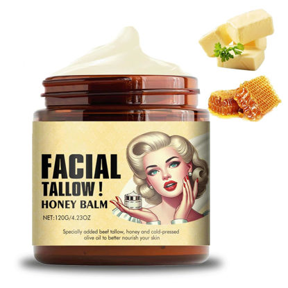 Picture of EXGYAN Whipped Beef Tallow and Honey Balm, Beef Tallow Balm for Skin Care Tallow and Honey Cream, Grass Fed Grass Finished Face Cream, Natural Moisturizer for Face & Body(1PCS*120g)