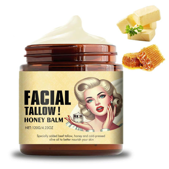 Picture of EXGYAN Whipped Beef Tallow and Honey Balm, Beef Tallow Balm for Skin Care Tallow and Honey Cream, Grass Fed Grass Finished Face Cream, Natural Moisturizer for Face & Body(1PCS*120g)
