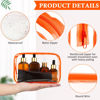 Picture of Weewooday 12 Pieces Clear Cosmetics Bag PVC Zippered Clear Toiletry Carry Pouch Cosmetic Makeup Bag Waterproof Makeup Vinyl Plastic Organizer Case for Vacation Bathroom(Orange,Small)