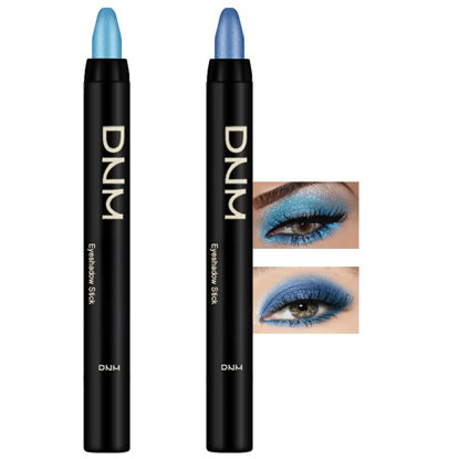 Picture of Kaely 2Pcs Cream Eyeshadow Stick Set for Eyes,Dazzling Blue & Royal Blue Shimmer Pen,Eye Brightener Halloween Makeup,sombras para ojos,Smooth Eye Shadow Highlighter Crayon Pencil Waterproof,11+13