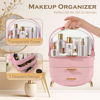 Picture of lurcns Makeup Organizers and Storage, Make up Organizer for Vanity Cosmetics Skincare Organizers With Lid and Drawers Display Cases for Countertop（Pink）