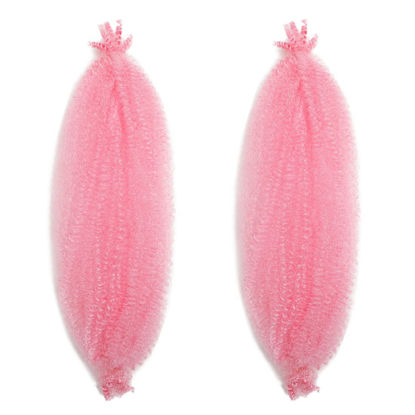 Picture of 18 Inch Pre-Separated Springy Afro Twist Hair 2 Packs Distressed Butterfly Locs Marley Twist Afro Crochet Braids Synthetic Hair Extension for Black Women (Pink, 18 Inch (Pack of 2))