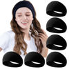 Picture of RITOPER Black Workout Yoga Headbands for Women,6 Pack Wide Elastic Thick Headbands for Running Athletic, Non Slip Stretchy Sweat Head Bands Hair Bands (Solid Headbands)