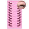 Picture of Half Lashes Natural Look Wispy Curly Cat Eye Cluster Lashes Fluffy 14 mm Clear Band Accent Short False Eyelashes that Look Like Extensions 10 Pairs by FANXITON