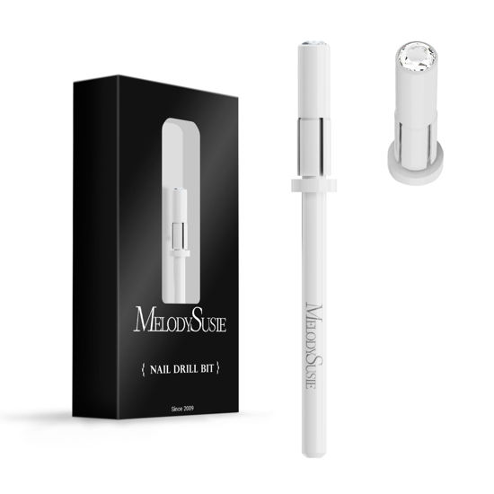 Picture of MelodySusie Small Crystal Top 3.1mm Mandrel Bit for Nails, 3/32'' Easy Off Nail Drill Bits for Sanding Bands, Suitable for Acrylic Nails Gel Manicures and Pedicures, White