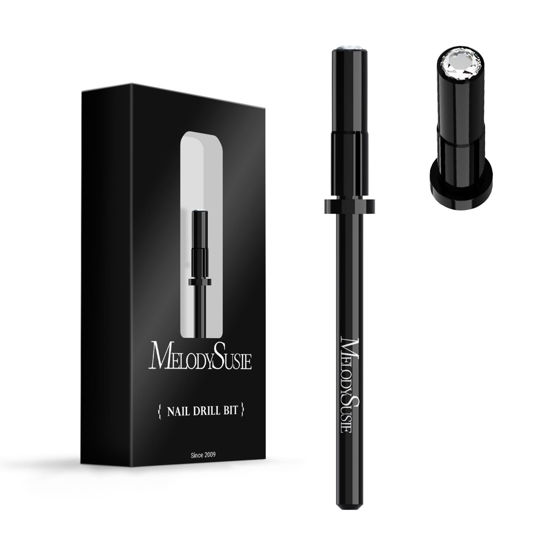 Picture of MelodySusie Small Crystal Top 3.1mm Mandrel Bit for Nails, 3/32'' Easy Off Nail Drill Bits for Sanding Bands, Suitable for Acrylic Nails Gel Manicures and Pedicures, Black